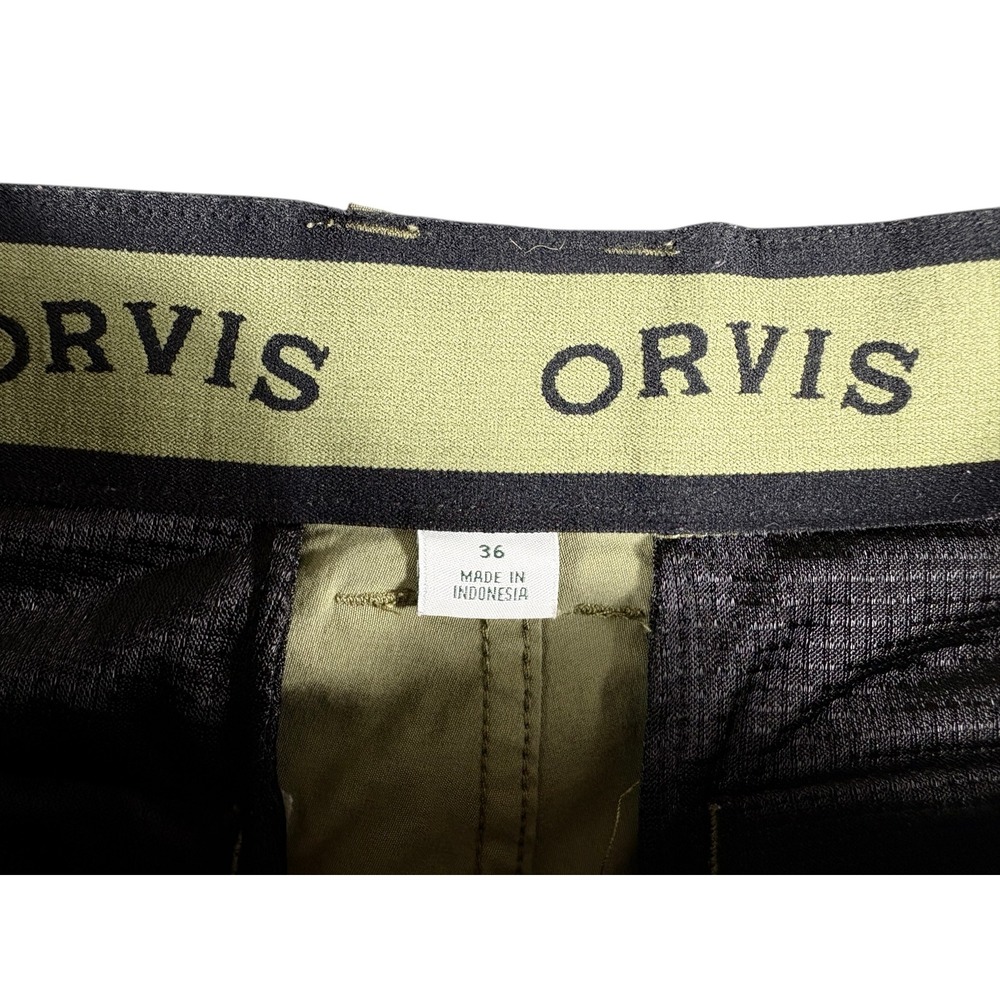 Orvis Cargo Shorts Mens Size 36 Olive Green Lightweight Stretch Rugged Durable - Picture 3 of 6